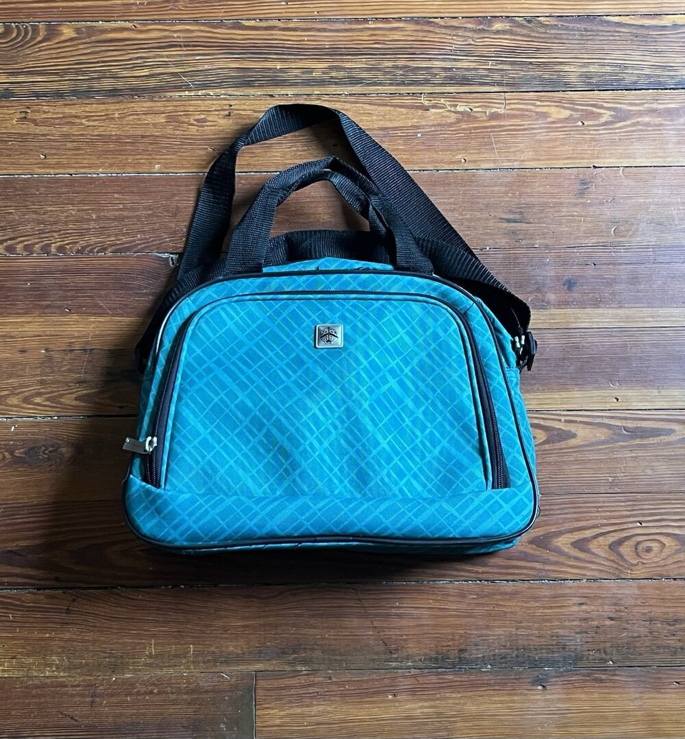 Teal Plaid Laptop Computer Messenger Shoulder Bag Carry